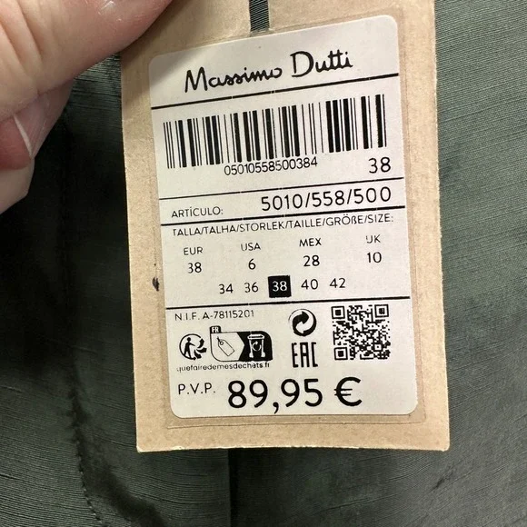 Massimo Dutti Olive Green Wide Leg Trousers High Rise Size 6 5010/558/500 NWT - Picture 5 of 9